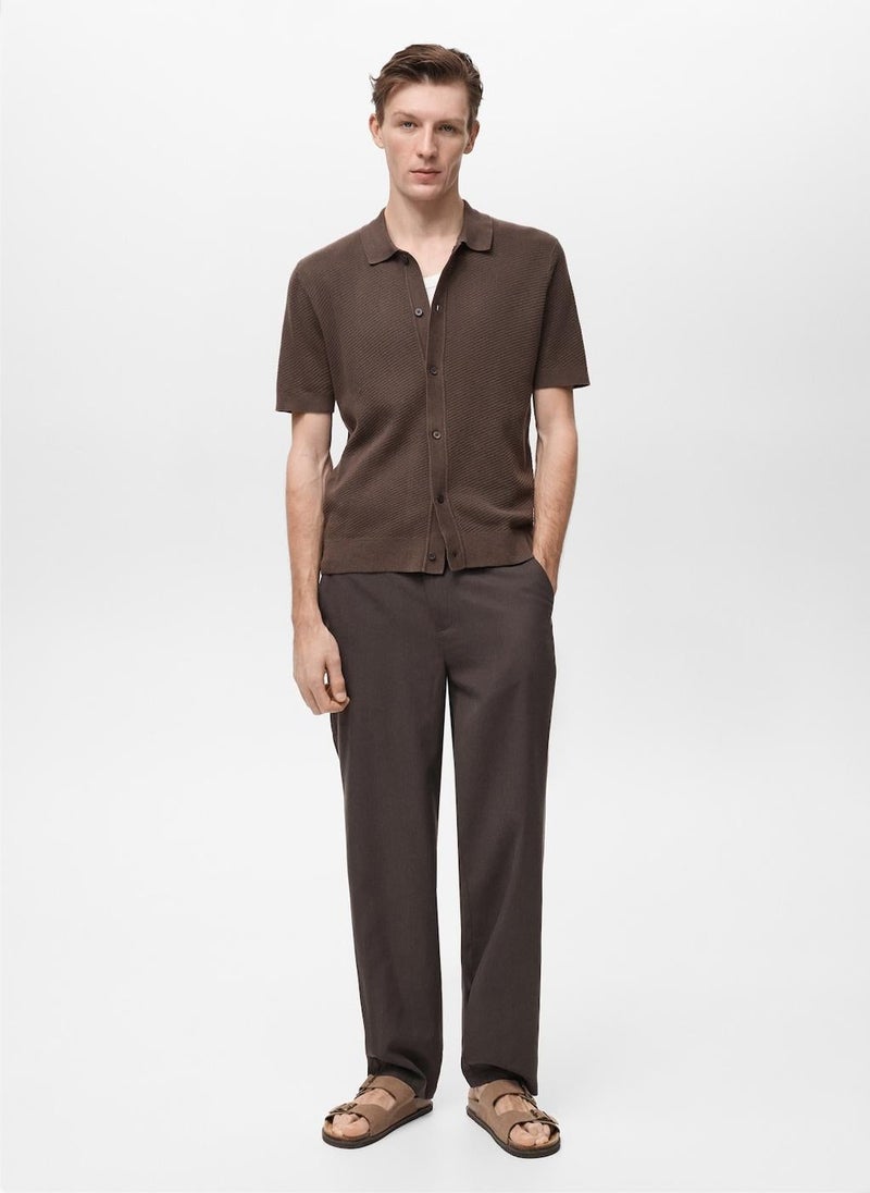 Mango Man Openwork Knitted Structured Shirt - Image 5